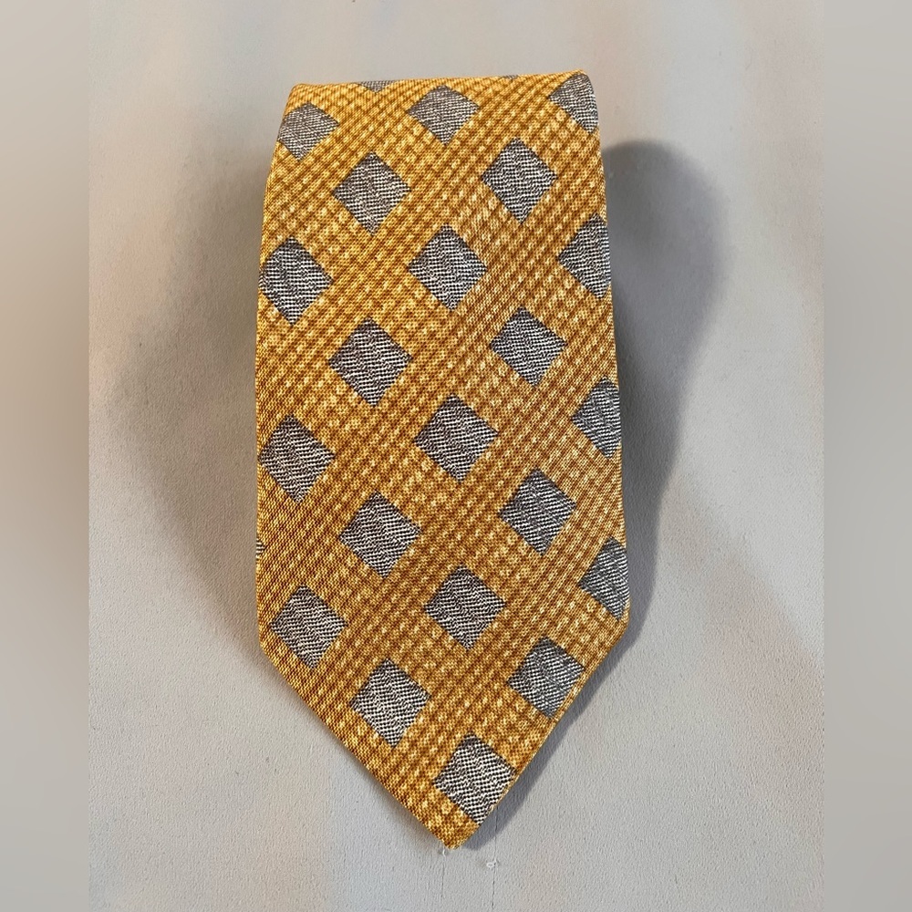 Countess Mara Usa‎ Tie Blue Yellow & Gray Silk Necktie Geometric